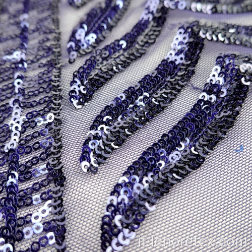 Poly Knit Metallic Paillettes Paillettes Tessuto per ricamo in rete
